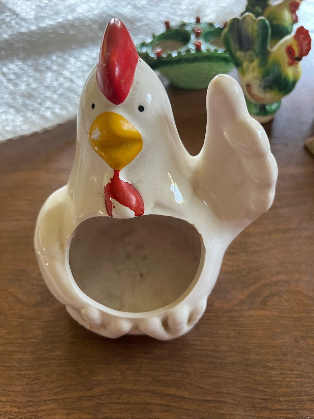 White Ceramic Chicken Scrubbie holder